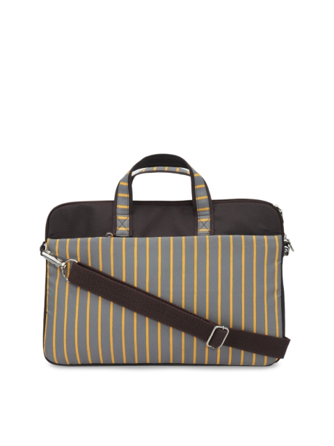 

Anekaant Women Brown & Grey Striped Laptop Bag