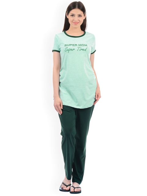 

Sweet Dreams Women Green Printed Maternity Night Suit
