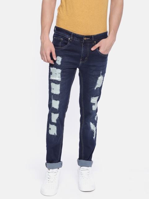 

People Men Blue Slim Fit Low-Rise Highly Distressed Stretchable Jeans