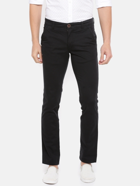 

People Men Navy Blue Slim Fit Solid Regular Trousers