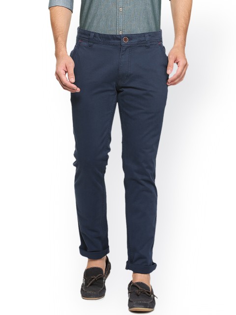 

People Men Navy Slim Fit Solid Chinos, Navy blue