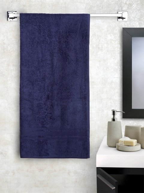 

Lushomes Navy Blue Solid Cotton Bath Towel 450 GSM