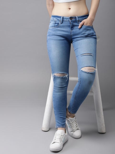 

Moda Rapido Women Blue Regular Fit Mid-Rise Mildly Distressed Stretchable Cropped Jeans