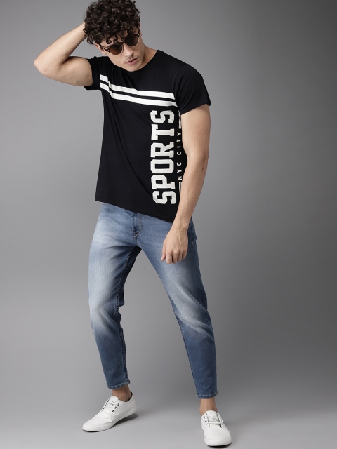 

HERE&NOW Men Blue Ankle Slim Tapered Fit Mid-Rise Clean Look Cropped Jeans