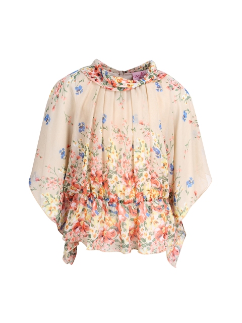 

CUTECUMBER Girls Beige Printed Top