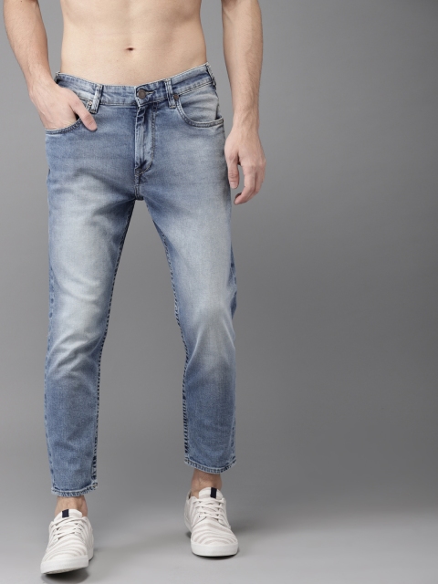 

HERE&NOW Men Blue Slim Fit Mid-Rise Clean Look Stretchable Cropped Jeans