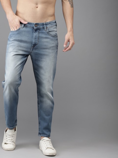 

HERE&NOW Men Blue Slim Fit Mid-Rise Clean Look Stretchable Cropped Jeans