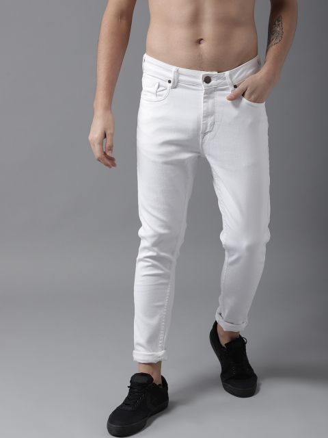 

HERE&NOW Men White Slim Tapered Fit Mid-Rise Clean Look Stretchable Jeans