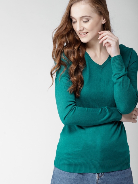 

Mast & Harbour Women Teal Green Solid Pullover