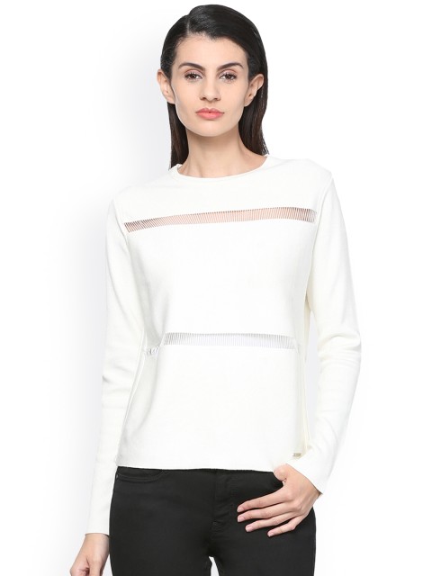 

Van Heusen Woman Off-White Self Design Top