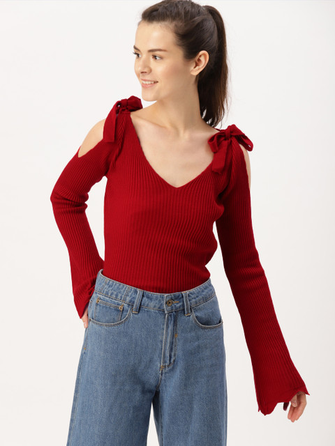 

DressBerry Women Red Solid Pullover