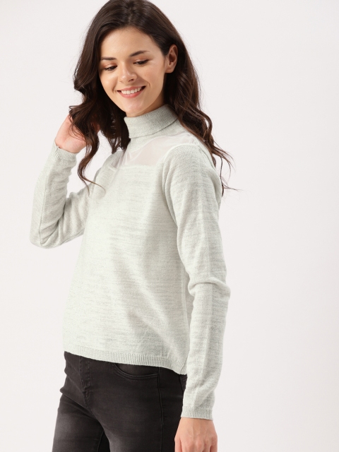 

DressBerry Women Off-White & Silver-Toned Solid Pullover