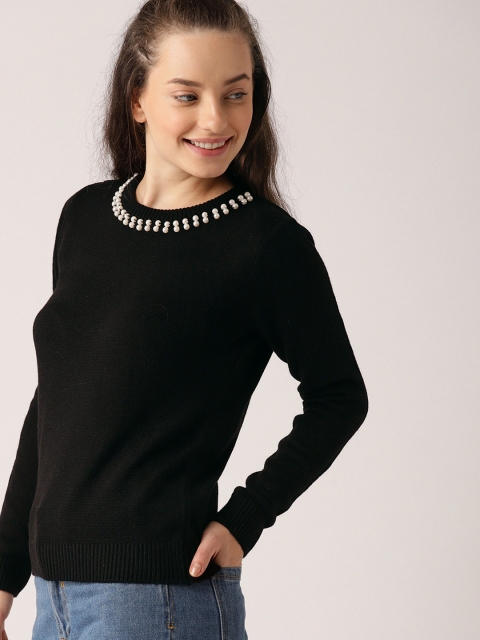 

DressBerry Women Black Solid Pullover