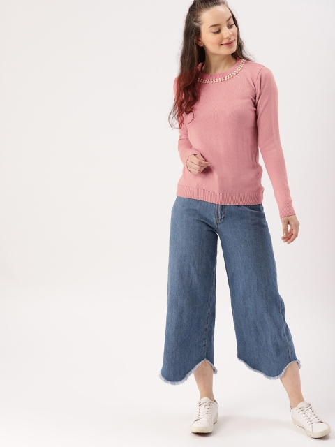 

DressBerry Women Pink Solid Pullover