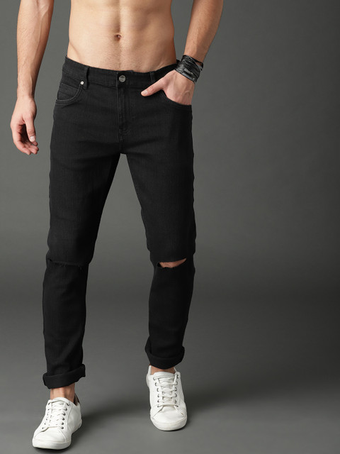 

Roadster Men Black Slim Fit Mid-Rise Slash Knee Stretchable Jeans