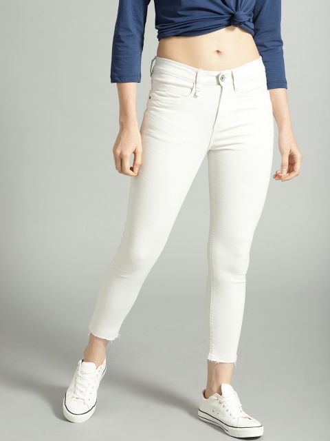 

Roadster Women White Skinny Fit Mid-Rise Clean Look Stretchable Jeans