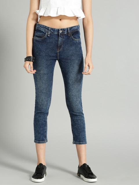 

Roadster Women Blue Mid-Rise Skinny Fit Clean Look Stretchable Cropped Jeans