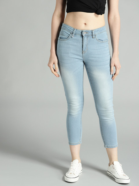 

Roadster Women Blue Skinny Fit Mid-Rise Clean Look Stretchable Cropped Jeans