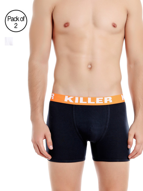 

Killer Pack Of 2 Pure Cotton Boxers Briefs KLBRF-1010 MDWSTFT NVWT, Navy blue