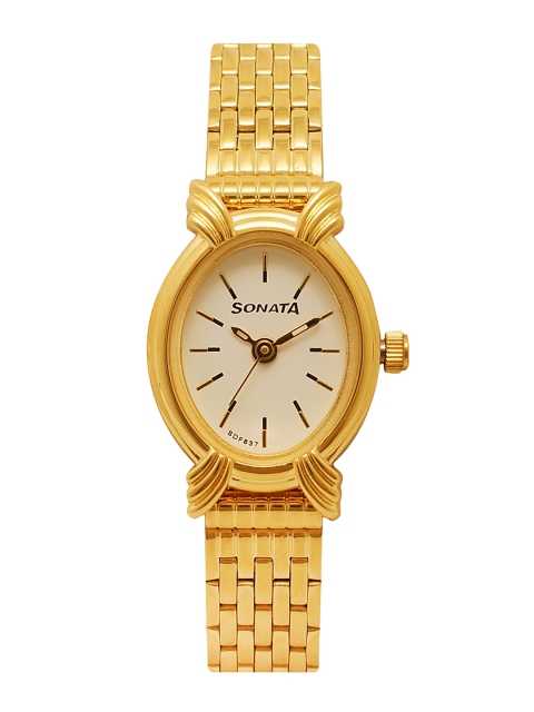

Sonata Women Gold-Toned & White Analogue Watch NK8110YM02