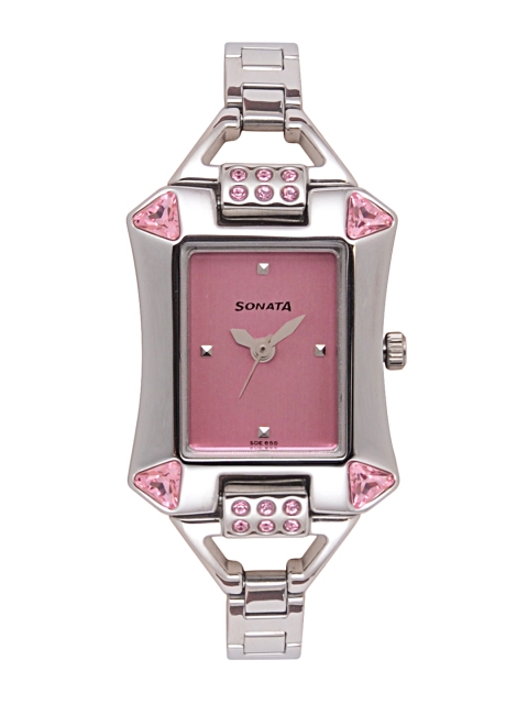 

Sonata Women Pink & Silver-Toned Analogue Watch NK8114YM01