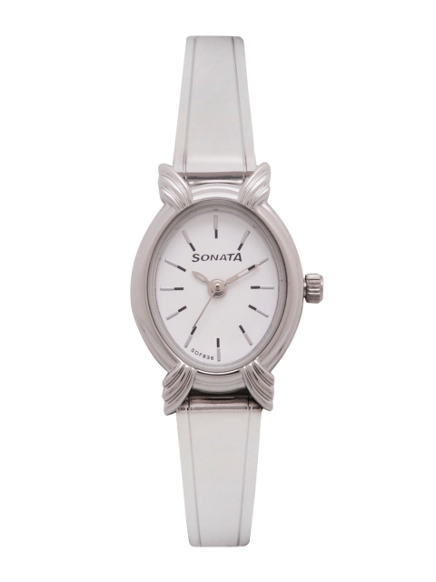 

Sonata Women Silver-Toned & White Analogue Watch NK8110SM01