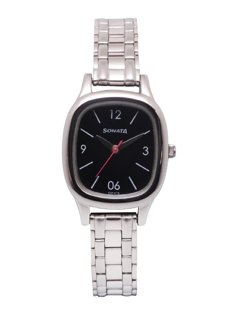 

Sonata Women Black & Silver-Toned Analogue Watch