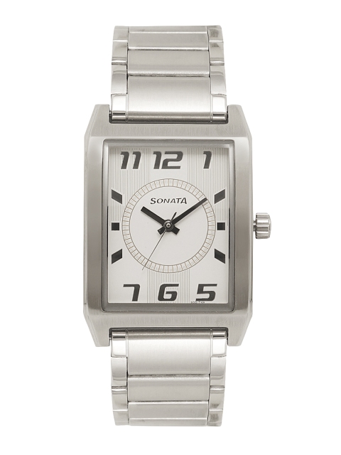 

Sonata Men White & Silver-Toned Analogue Watch
