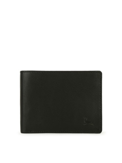 

Pacific Gold Men Black Solid Two Fold Leather Wallet