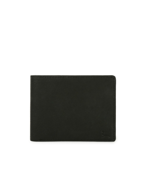 

Pacific Gold Men Black Solid Two Fold Leather Wallet