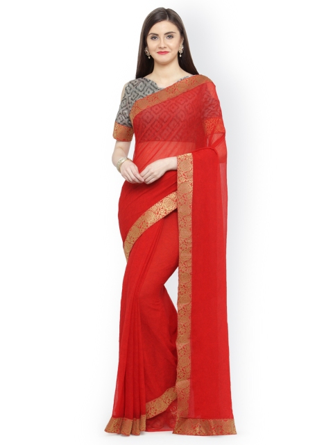 

Shaily Red Embellished Pure Silk Saree
