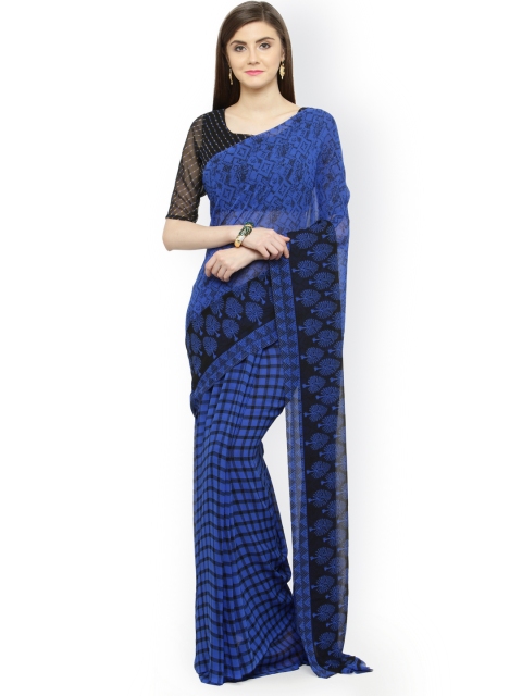 

Shaily Blue Printed Pure Georgette Saree