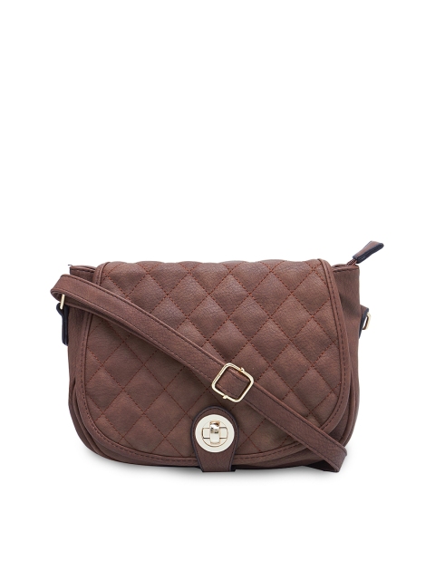 

Satchel Bags Coffee Brown Self Design Sling Bag