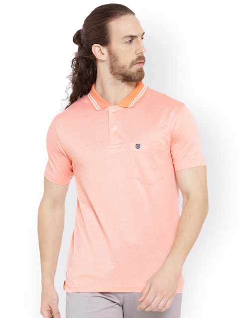 

Duke Men Orange Solid Polo Collar T-shirt
