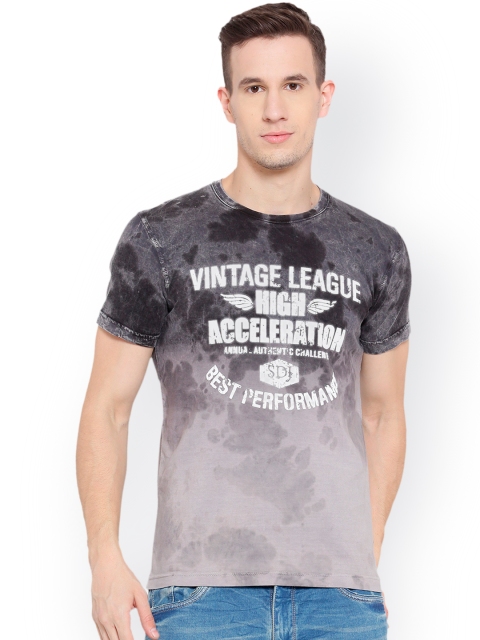 

Duke Men Grey Printed Round Neck T-shirt