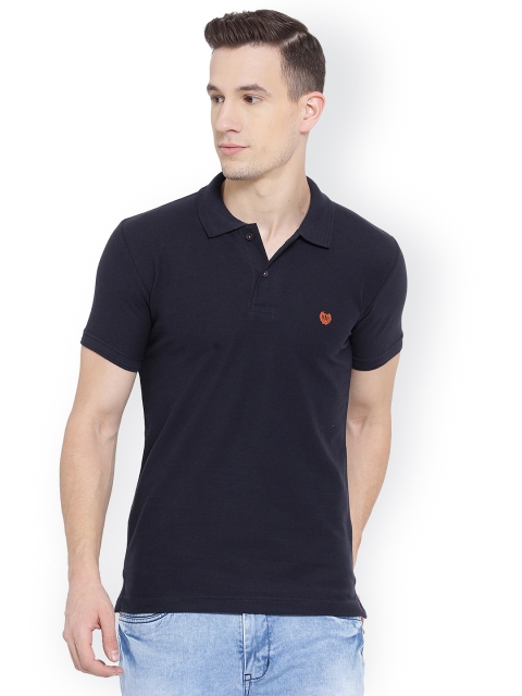 

Duke Men Blue Solid Polo Collar T-shirt