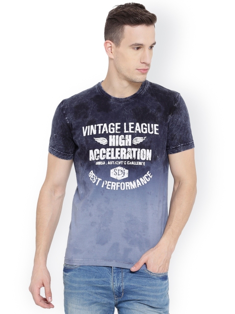 

Duke Men Blue Printed Round Neck T-shirt