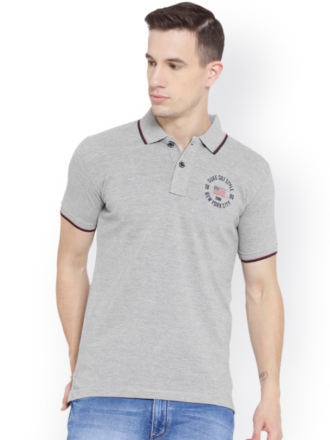

Duke Men Grey Solid Polo Collar T-shirt