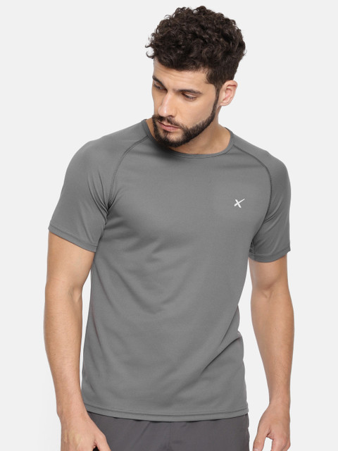 

HRX by Hrithik Roshan Men Grey Solid Round Neck T-shirt
