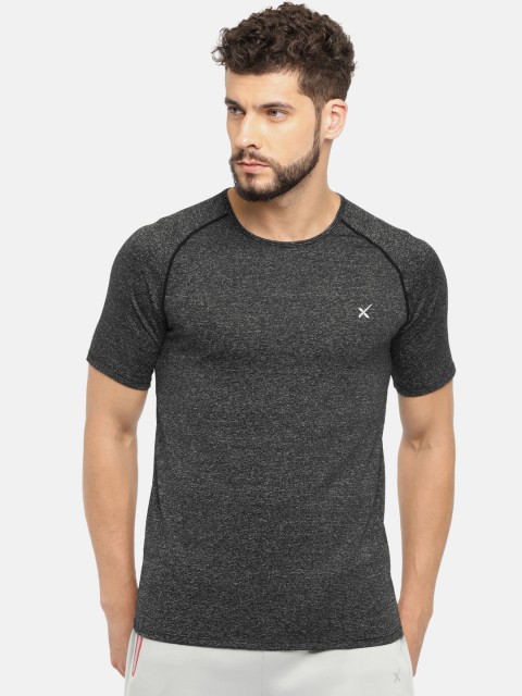 

HRX by Hrithik Roshan Men Black Striped Performance Training T-shirt