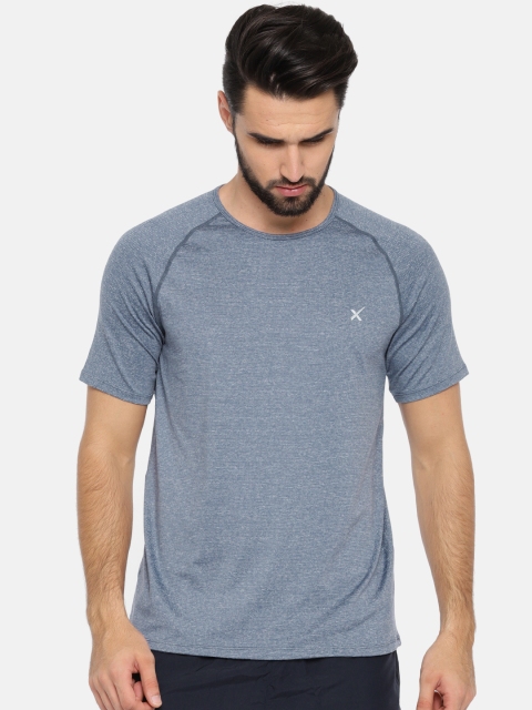 

HRX by Hrithik Roshan Men Blue Striped Performance Training T-shirt