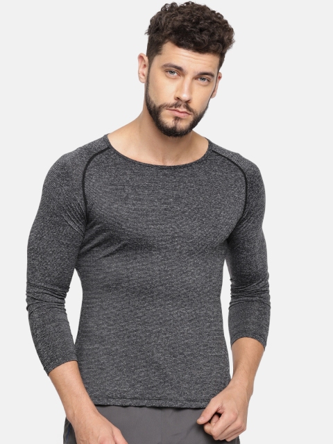 

HRX by Hrithik Roshan Men Black Striped Performance Training T-shirt