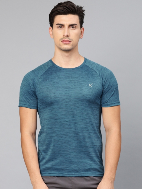 

HRX by Hrithik Roshan Men Blue Self Design Performance Running T-shirt