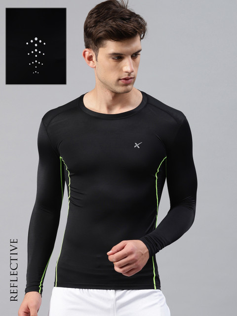 

HRX Hrithik Roshan Men Black Active Solid Compression Training T-shirt