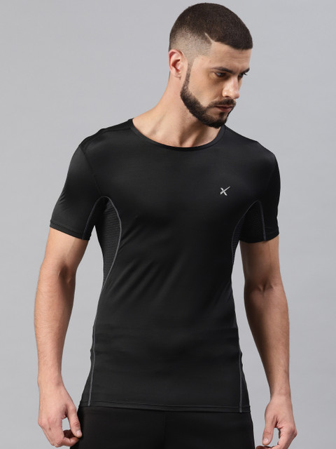 

HRX by Hrithik Roshan Men Black Active Solid Rapid Dry Compression Running T-shirt