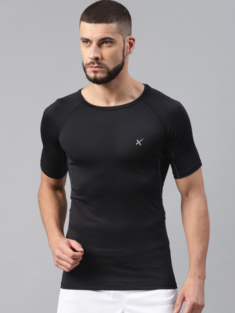 

HRX by Hrithik Roshan Men Black Active Solid Round Neck Compression Running T-shirt