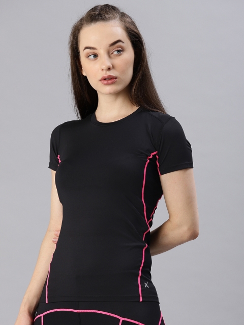 

HRX by Hrithik Roshan Women Black & Pink Active Rapid Dry Running T-shirt