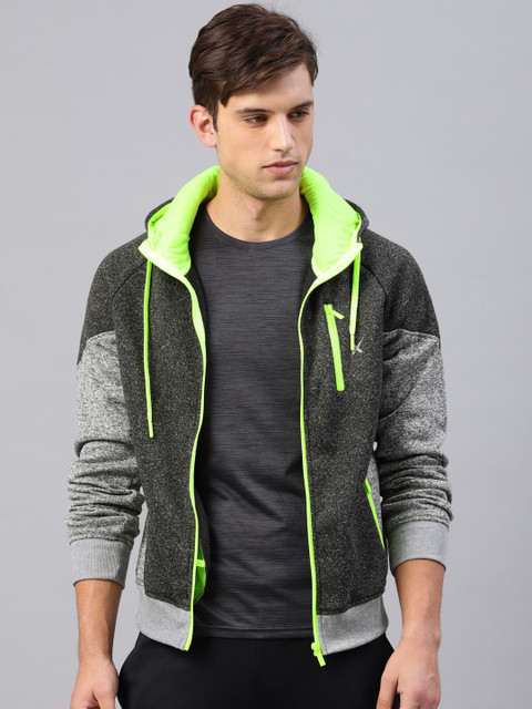 

HRX by Hrithik Roshan Men Grey Solid Outdoor Hooded Sweatshirt