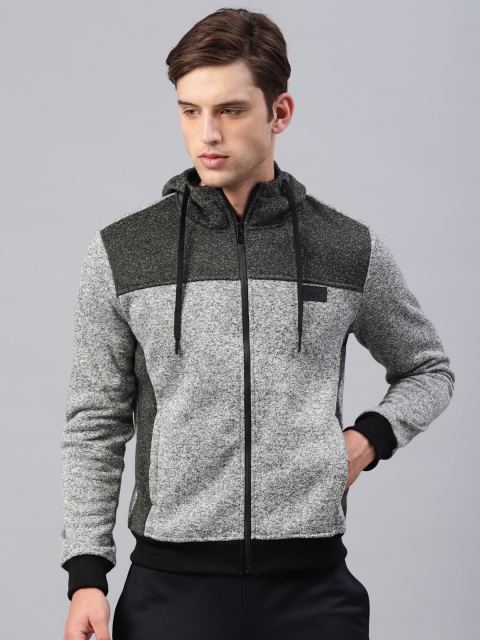 

HRX by Hrithik Roshan Men Grey Solid Outdoor Hooded Sweatshirt