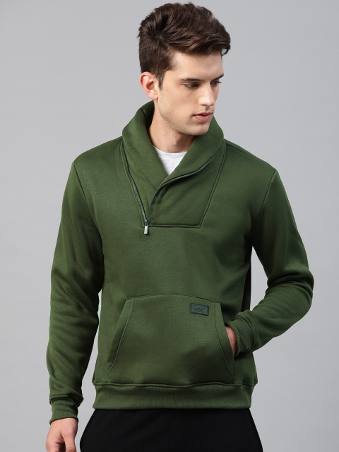 

HRX by Hrithik Roshan Men Olive Green Solid Sweatshirt